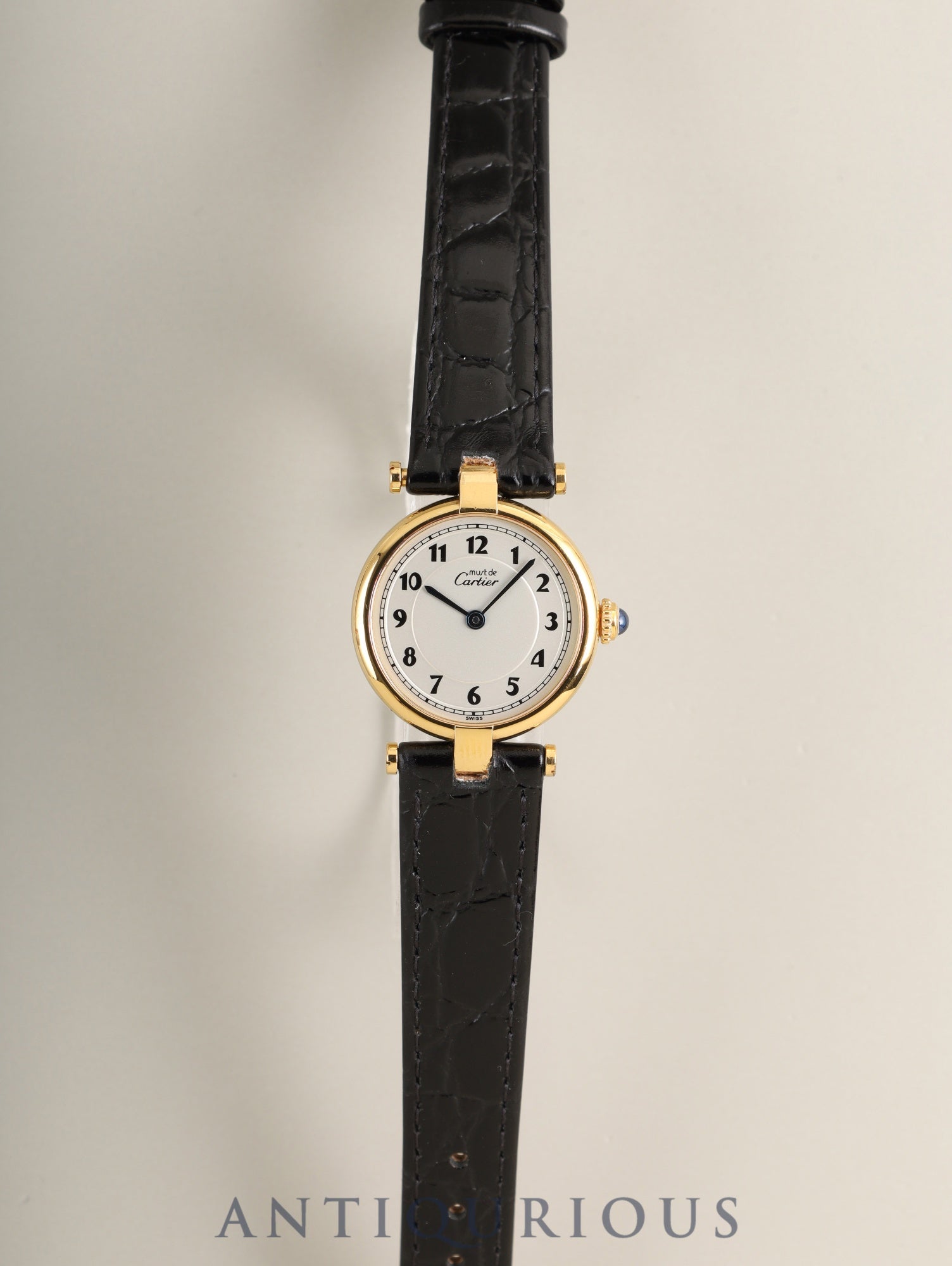 カルティエ マスト ヴァンドーム VLC SM W1002154 / 590004 クォーツ Cal.90 SV925 革 純正ピンバックル（GP）アラビア文字盤（SWISS表記） オーバーホール済み
