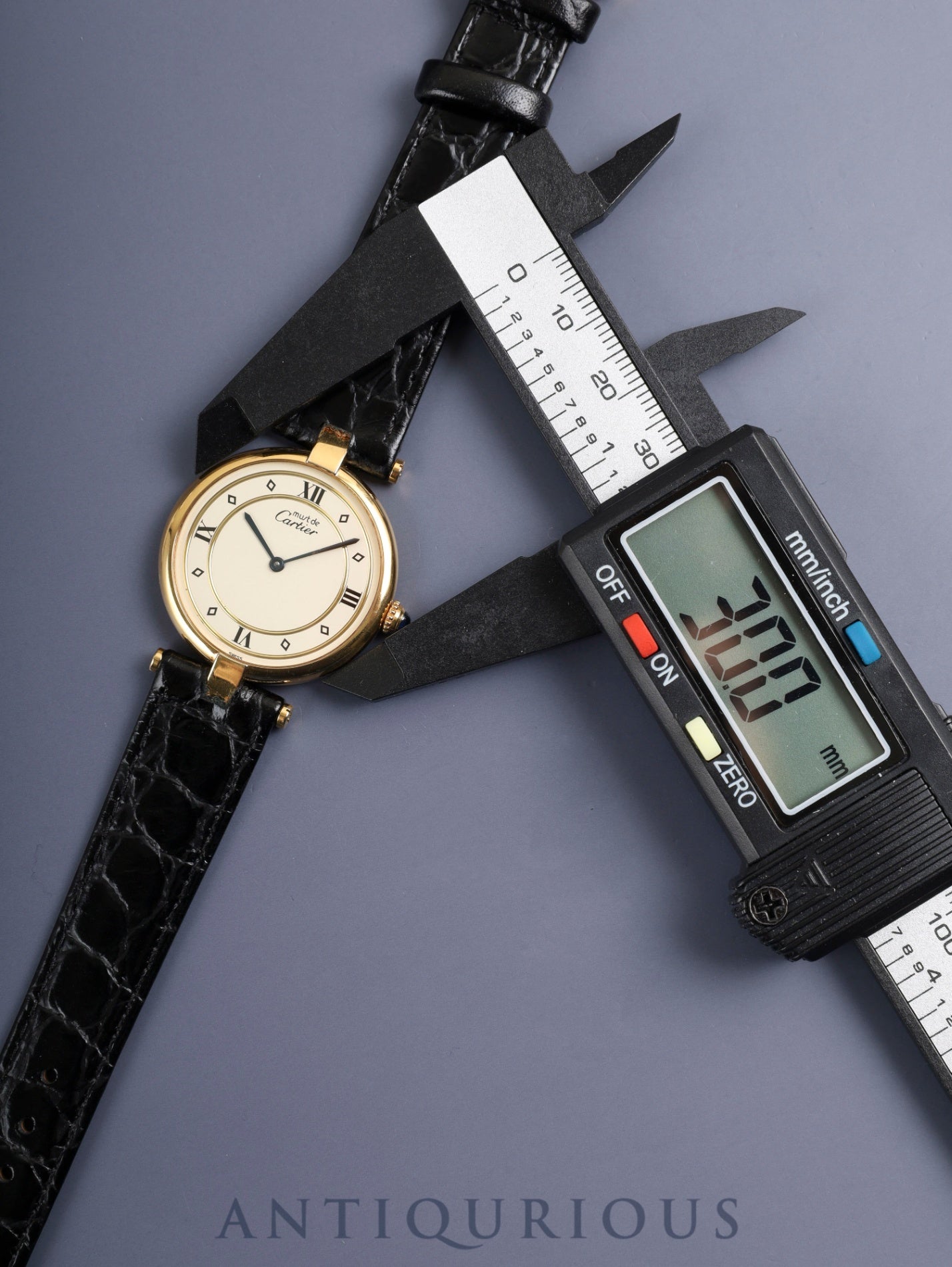 Cartier Must Vendôme VLC LM 590003 Quartz Cal.90 SV925 Leather Strap Original Pin Buckle (GP) Ivory 4-point Roman Numeral Dial Overhauled