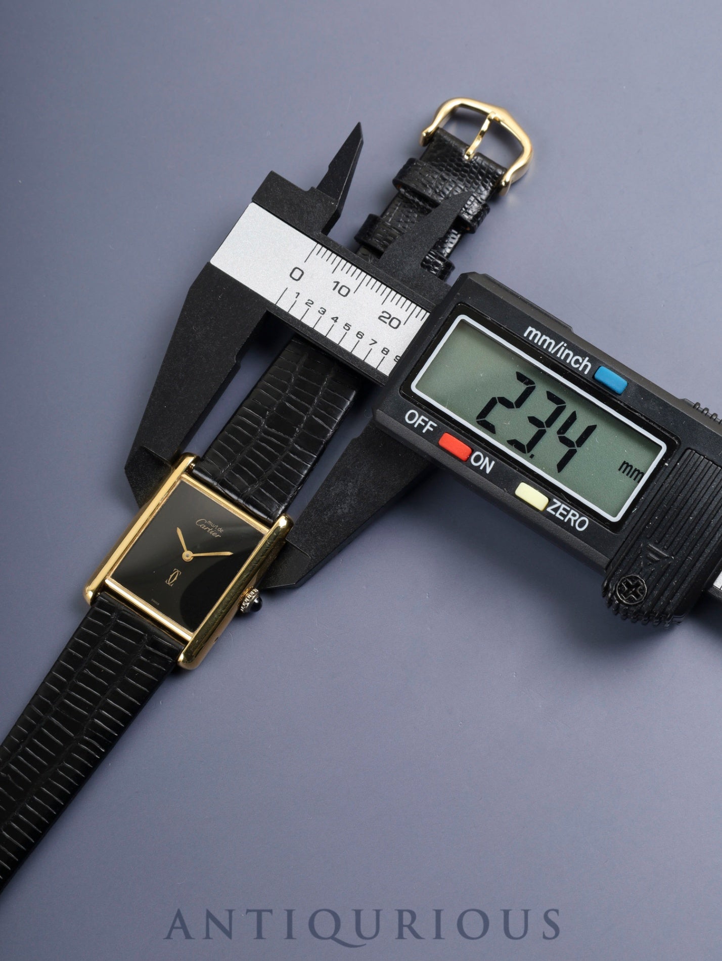 カルティエ マストタンク LM 手巻き Cal.78-1 SV925 革 純正ピンバックル（GP）オニキス文字盤（SWISS表記）オーバーホール済み 新品仕上げ済み