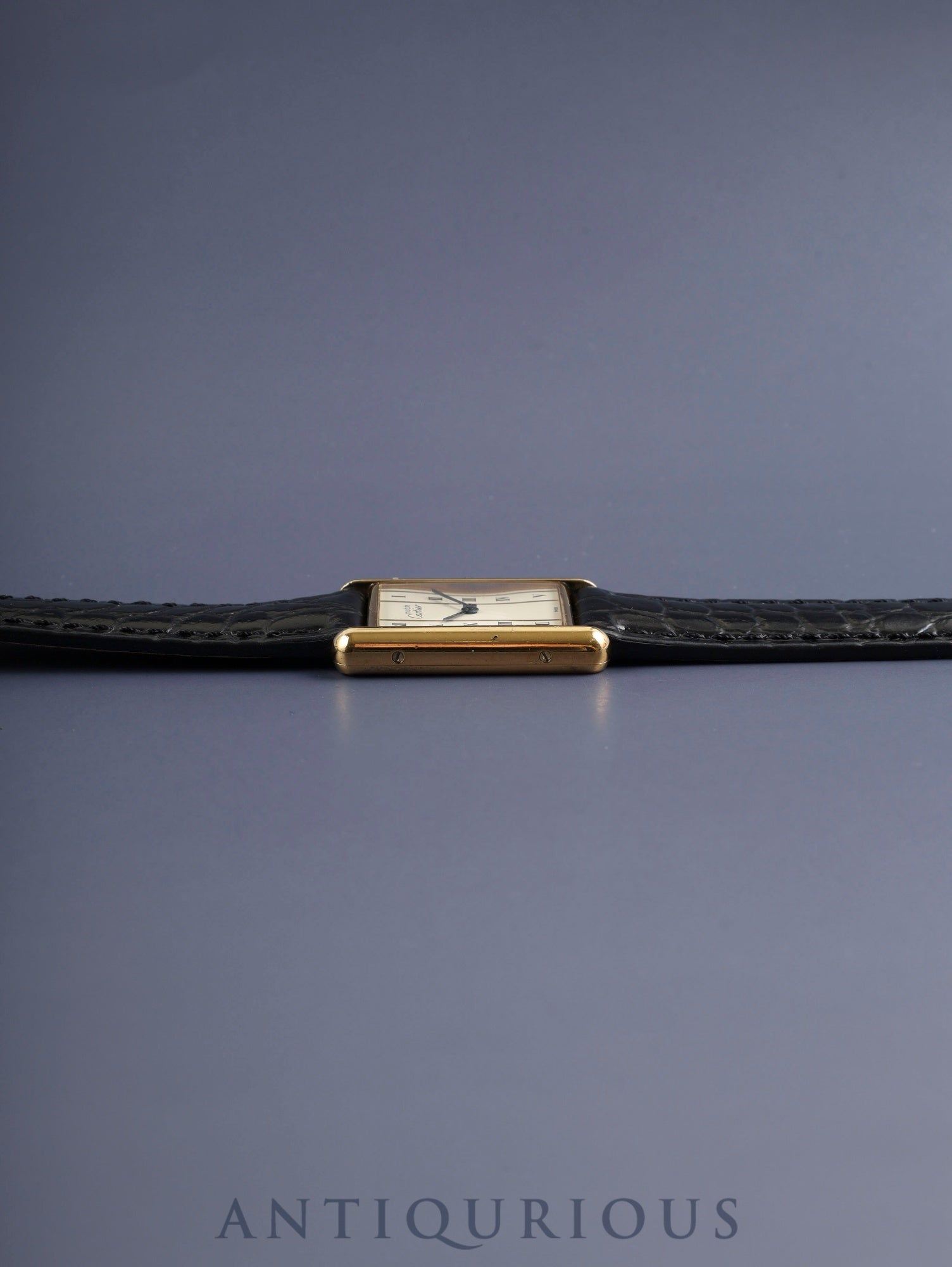 カルティエ マストタンク LM 590005 クォーツ Cal.90 SV925 革 純正ピンバックル（GP）ストレートローマン文字盤（SWISS表記） 箱 冊子 保証書（1989年）オーバーホール済み