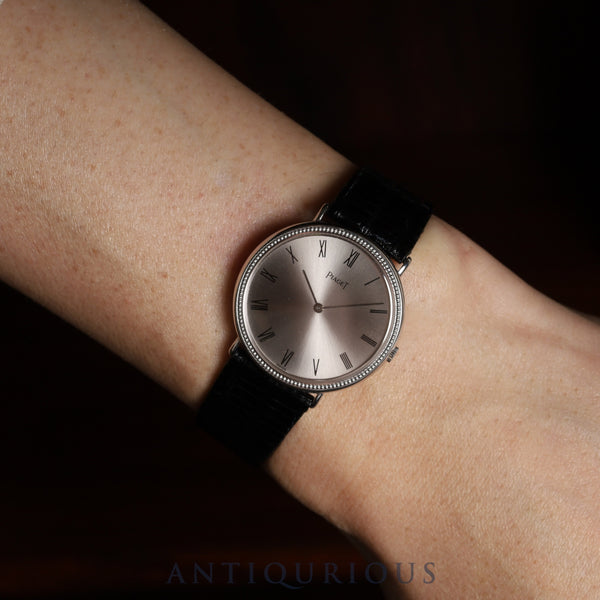 ピアジェ ラウンド 90239 手巻き Cal.9P2 750 革 純正尾錠（750） シルバー文字盤 純正ベルト オーバーホール済み