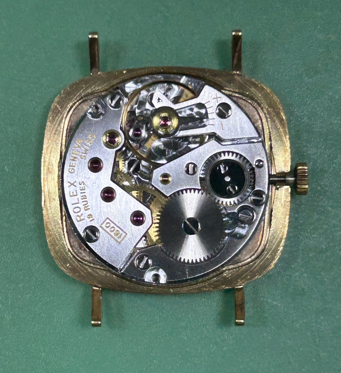 Rolex Cellini 4084 Manual Winding Caliber 1600 750 Leather Strap Genuine Buckle (GP) Red Gradient Dial No. 36 (1972) Overhauled