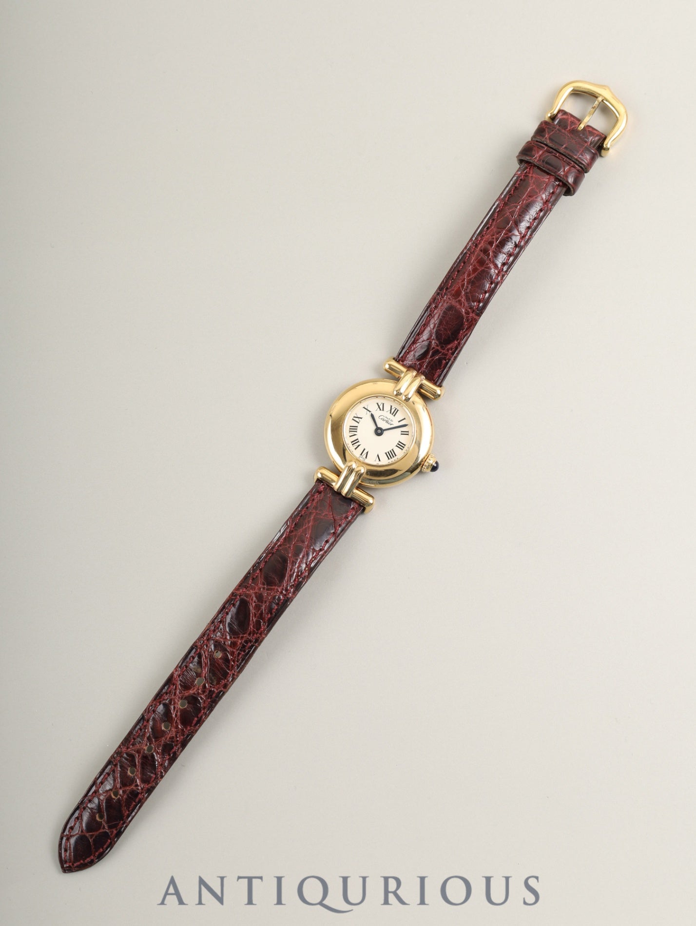 Cartier Must Colisée 590002 Quartz Cal.90 SV925 Original Leather Strap Original Pin Buckle (GP) Ivory Roman Dial (SWISS marking) Box Overhauled