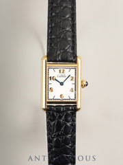 カルティエ マストタンク SM W1008354 / 1613 クォーツ Cal.057  SV925 革  純正Dバックル（GP）飛びアラビアCC文字盤（SWISS表記）箱 冊子 保証書（無記載）オーバーホール済み