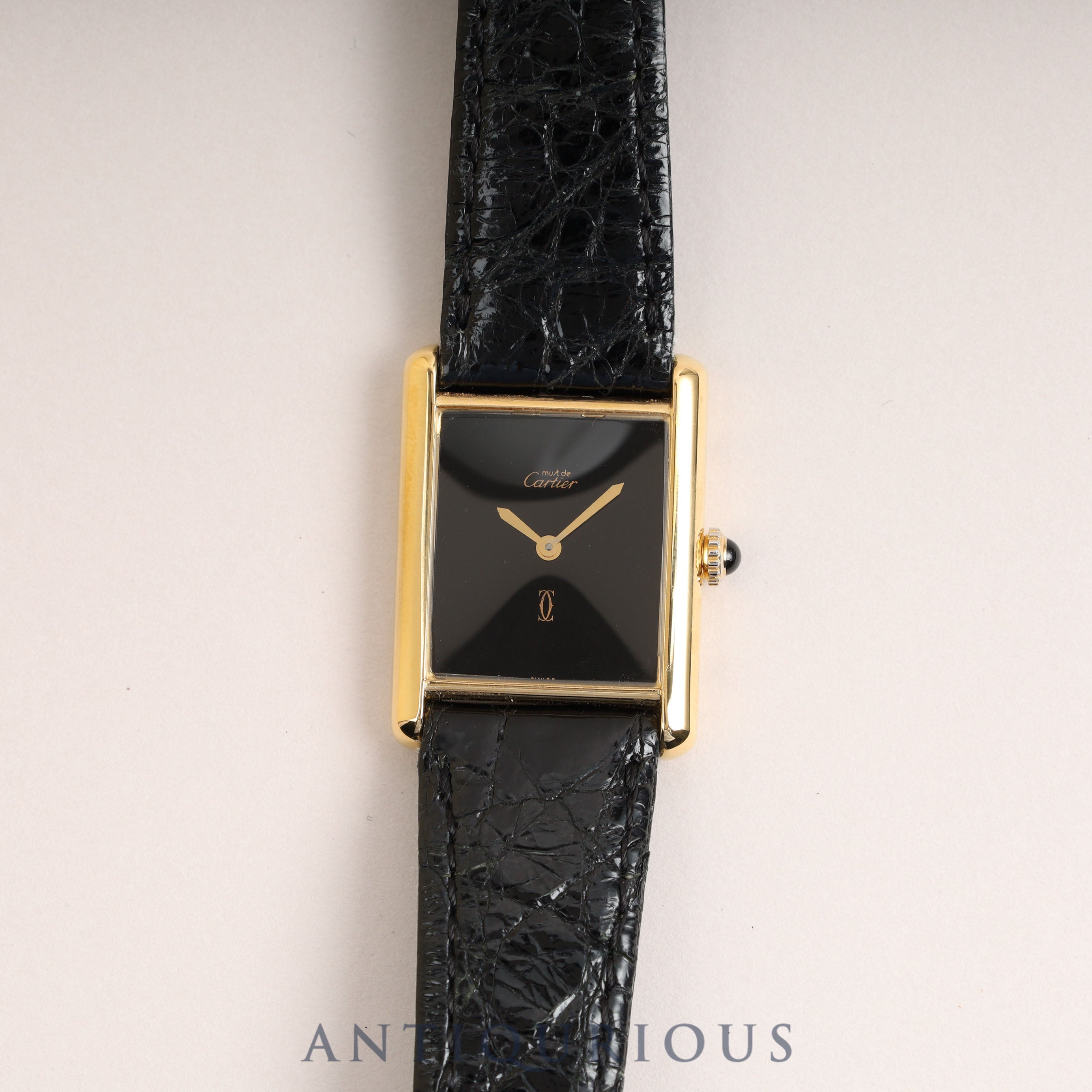 Cartier Must Tank LM Manual Winding Black Onyx Dial