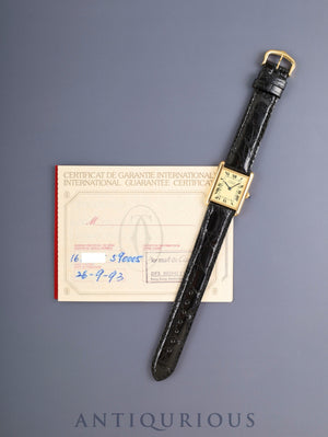 Cartier Must Tank LM W1002753 / 590005 Quartz Cal.90 SV925 Leather Genuine Pin Buckle (GP) Ivory Roman Dial (SWISS marking) Warranty (1993) Overhauled