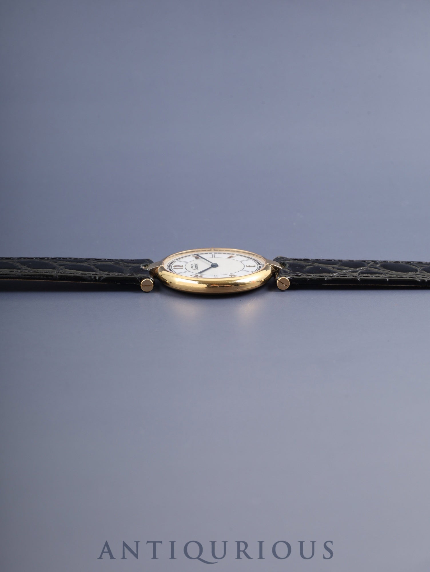 カルティエ マスト ヴァンドーム VLC LM 1861 クォーツ Cal.90 SV925 革 純正尾錠（GP）飛びアラビアCC文字盤 オーバーホール済み