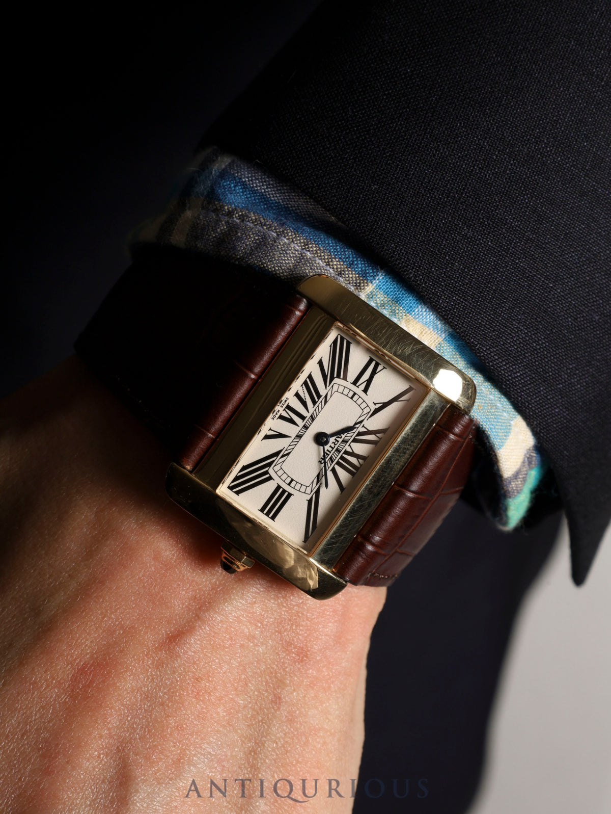 Cartier Tank Divan LM W6300556 / 2602 Quartz Cal.690 750YG Leather Original Pin Buckle (750YG) Ivory Roman Dial (SWISS MADE marking) Overhauled