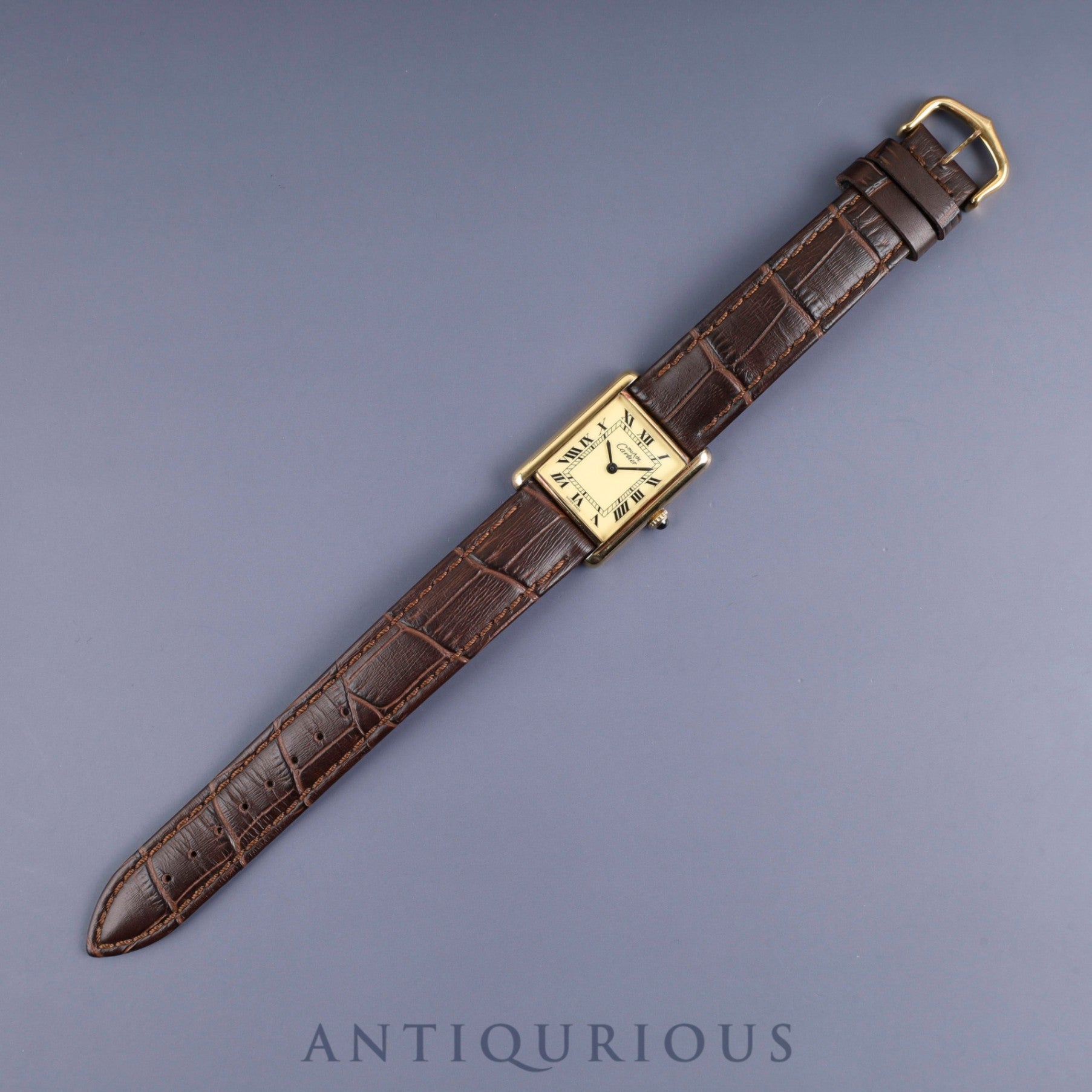 カルティエ マストタンク LM 手巻き SV925 革 純正尾錠（GP） アイボリーローマン文字盤 1976年頃～1981年頃 カルティエブティックにてコンプリートサービス済み