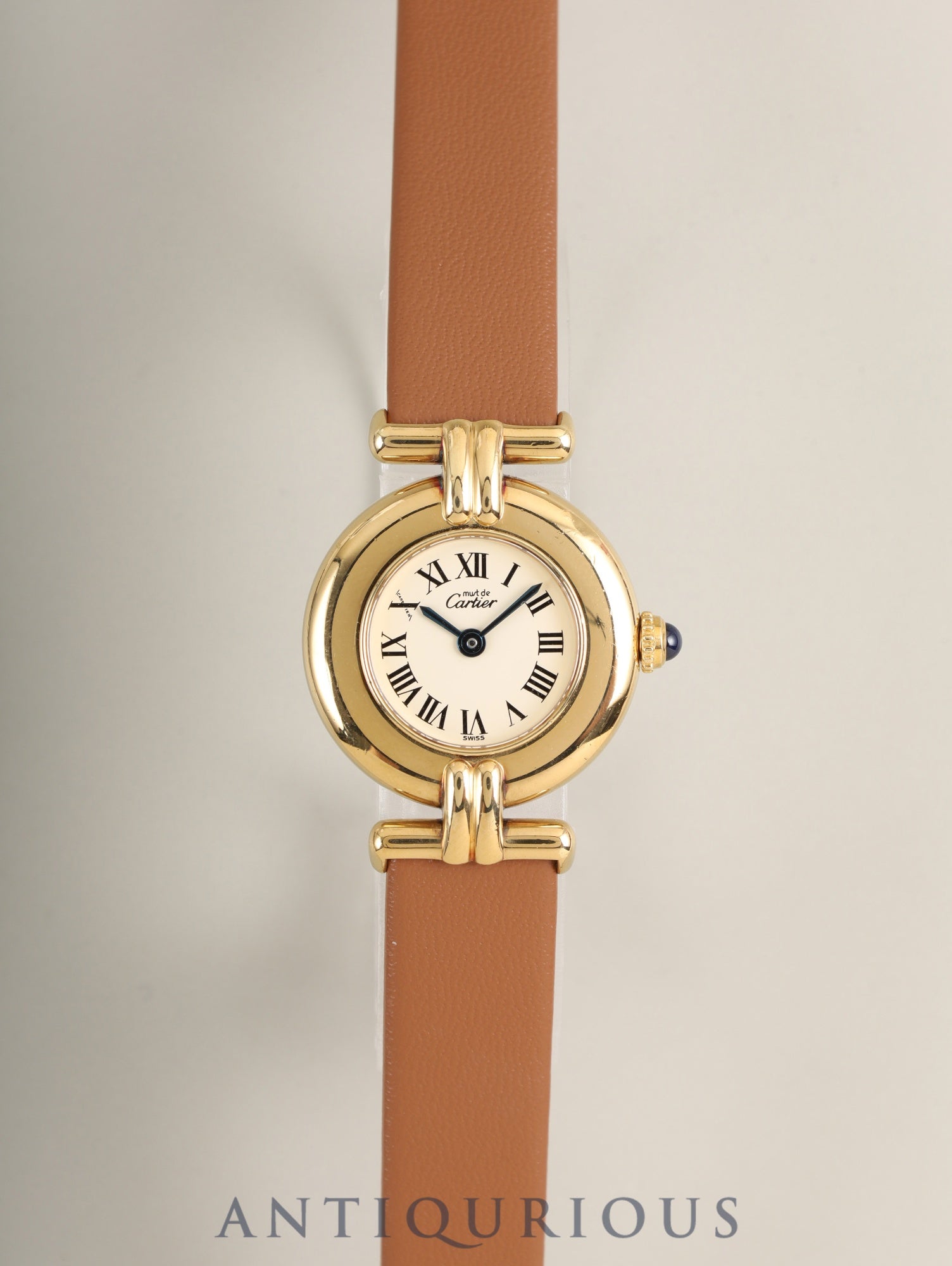 カルティエ マストコリゼ W1000653 / 590002 クォーツ Cal.90.06 SV925 革 純正ピンバックル（GP）アイボリーローマン文字盤 箱 冊子 保証書（無記載）オーバーホール済み
