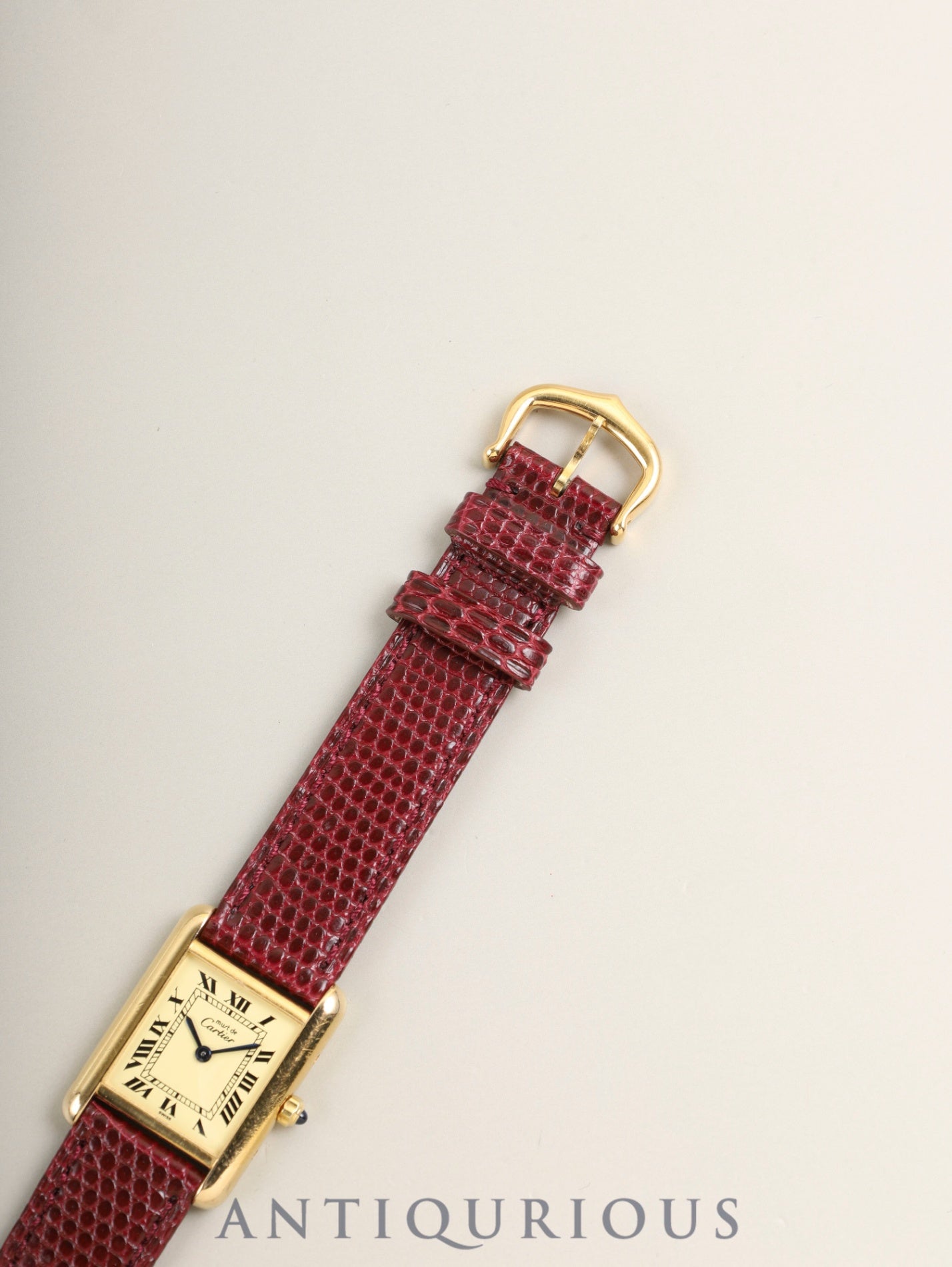 Cartier Must Tank SM 3 66001 Quartz Cal.66 SV925 Leather Original Pin Buckle (GP) Ivory Roman Dial (SWISS marking) Warranty Card (1986) with Original Leather Strap Overhauled