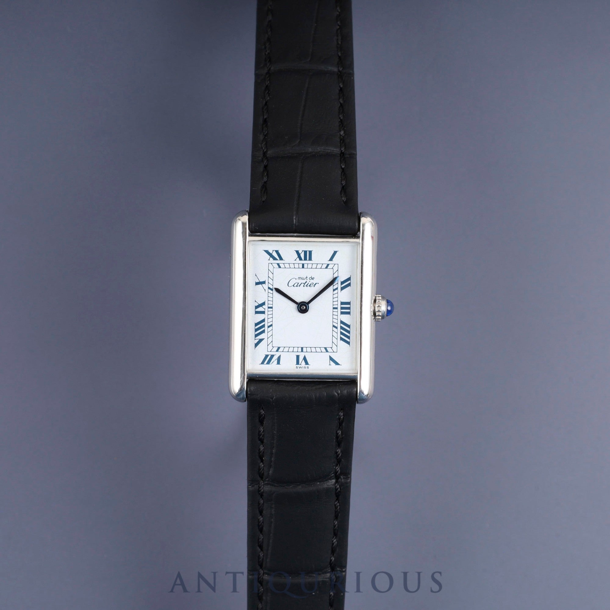 カルティエ マストタンク LM 681006 クォーツ Cal.81 SV925 革 純正尾錠（SS） ホワイトローマン文字盤 1982年頃～1995年頃 オーバーホール済み 新品仕上げ済み