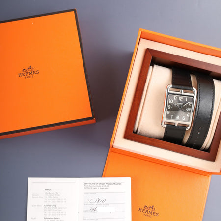 エルメス ケープコッド CC1.810 クォーツ SS 革 純正バックル（SS）グレーアラビア文字盤 箱 冊子 保証書（2009年）オーバーホール済み