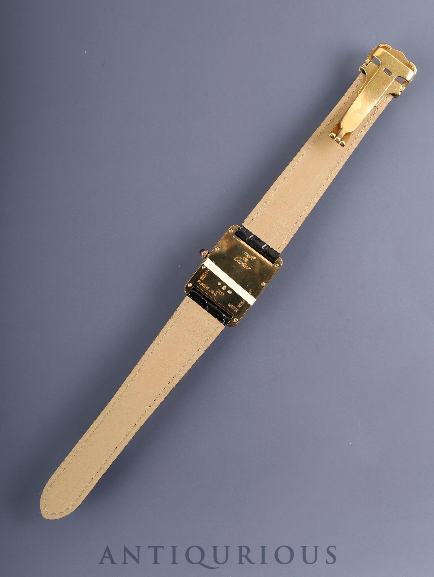 カルティエ マストタンク GM（XL） W1017454 / 2413 クォーツ Cal.687 SV925 革 純正Dバックル（GP） アイボリーローマン文字盤 箱 冊子 保証書 （2004年）オーバーホー済み