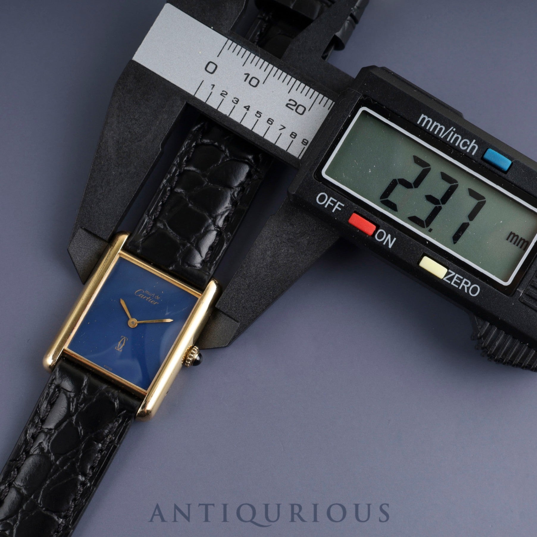 Cartier Must Tank LM Manual winding Cal.78-1 SV925 Leather Genuine buckle (GP) Lapis lazuli dial Overhauled