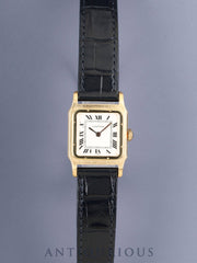 カルティエ サントス デュモン LM 81720800 / 7809 手巻き Cal.2512 750YG 純正革ベルト 純正ピンバックル（GP）ホワイトローマン文字盤（PARIS表記） 箱 オーバーホール済み