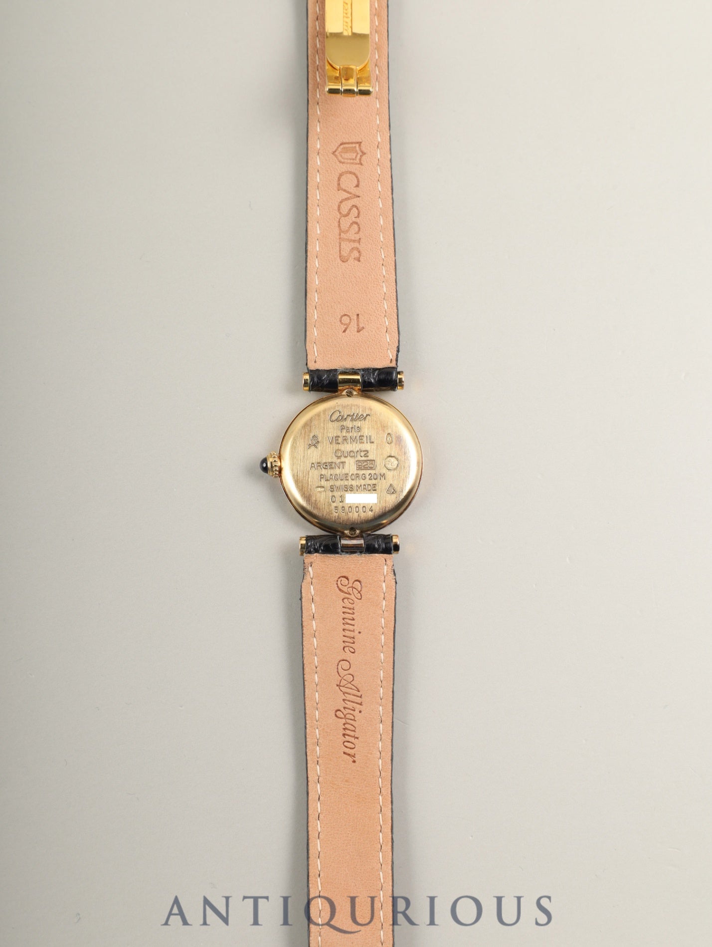 Cartier Must Vendome VLC SM 590004 Quartz Cal.90 SV925 Leather Genuine Deployant Buckle (GP) Arabic Dial (SWISS marking) Overhauled