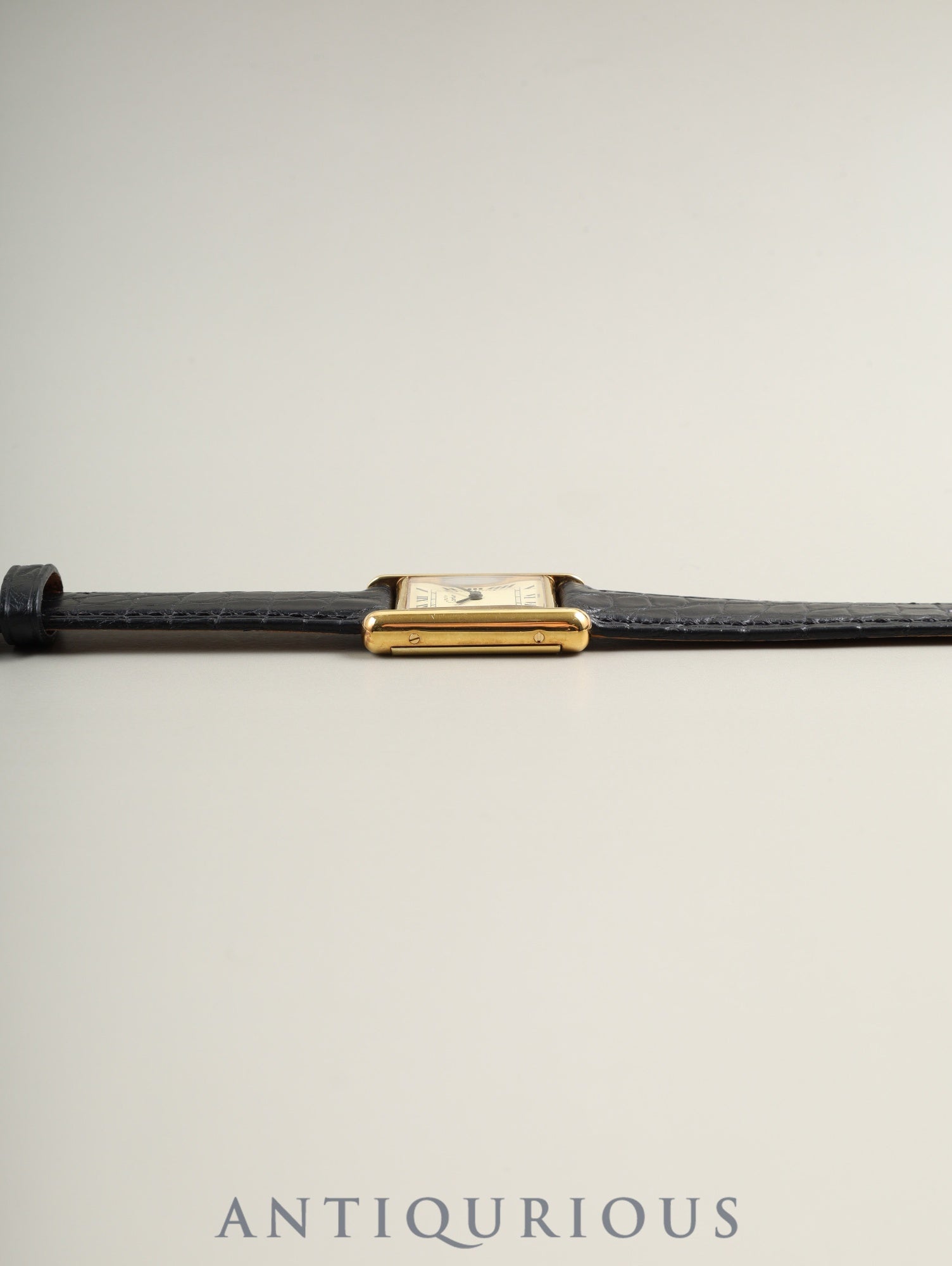 カルティエ マストタンク SM 手巻き Cal.ETA2512 SV925 革 純正尾錠（GP）アイボリーローマン文字盤（SWISS表記）オーバーホール済み