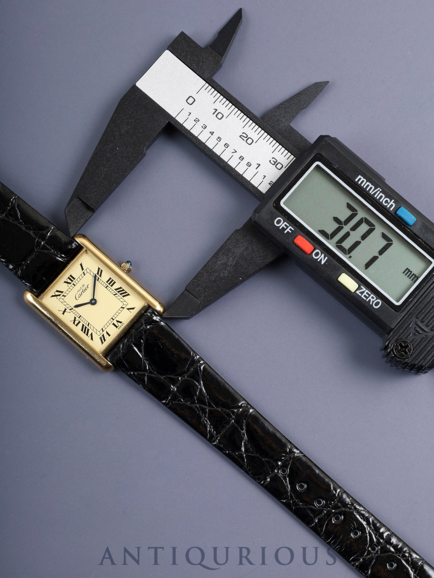 カルティエ マストタンク LM 681006 クォーツ Cal.81 SV925 革 純正尾錠（GP）アイボリーローマン文字盤 オーバーホール済み