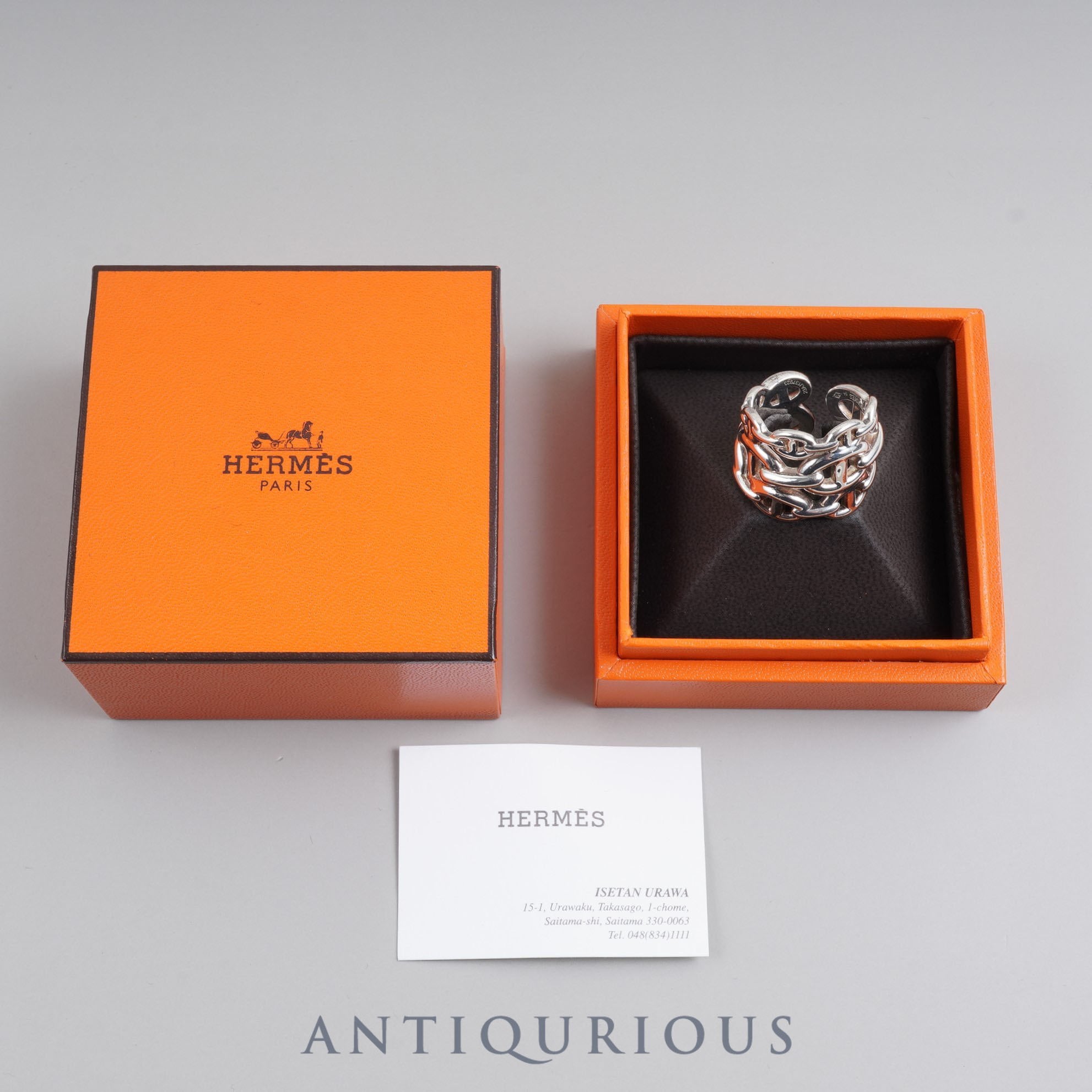 HERMES Ring Chaine d'Ancre Ancienne GM #54 Size 14 SV925 Box Card