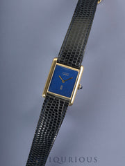 カルティエ マストタンク LM 手巻き Cal.78-1 SV925 純正革ベルト（使用感あり）純正尾錠（GP）ラピスラズリ文字盤（クラック）オーバーホール済み