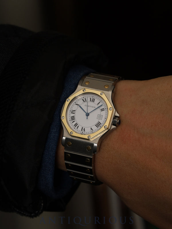 カルティエ サントス オクタゴン LM 2966 自動巻き Cal.077 SS/YG SS/YG ホワイトローマン文字盤 冊子 オーバーホール済み