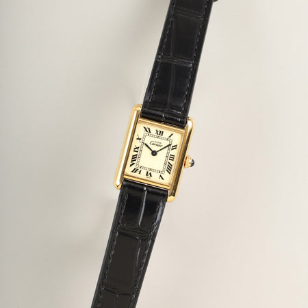 カルティエ マストタンク SM W1003153 / 1613 クォーツ Cal.057  SV925 革  純正尾錠（GP）アイボリーローマン文字盤（SWISS表記） 1982年頃～1995年頃 オーバーホール済み