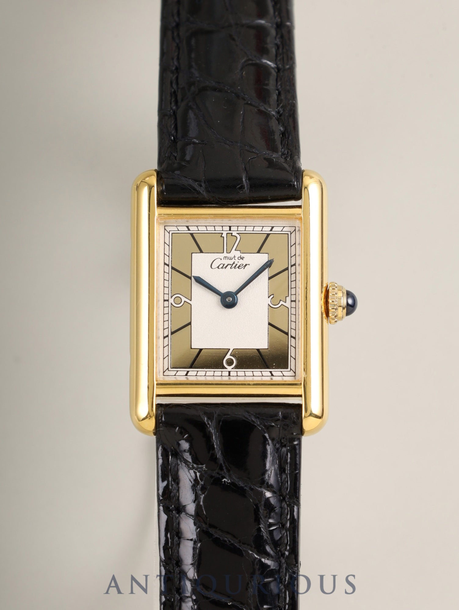 カルティエ マストタンク SM 限定500本 1615 クォーツ Cal.057 SV925 革 純正Dバックル（GP）ゴールドセクター文字盤（SWISS表記）オーバーホール済み 新品仕上げ済み