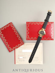 カルティエ マストコリゼ W1000753 / 590002 クォーツ Cal.90 SV925 革 純正ピンバックル（GP） ブラック飛びローマン文字盤 箱 保証書（1989年 / 個人名記載）オーバーホール済み