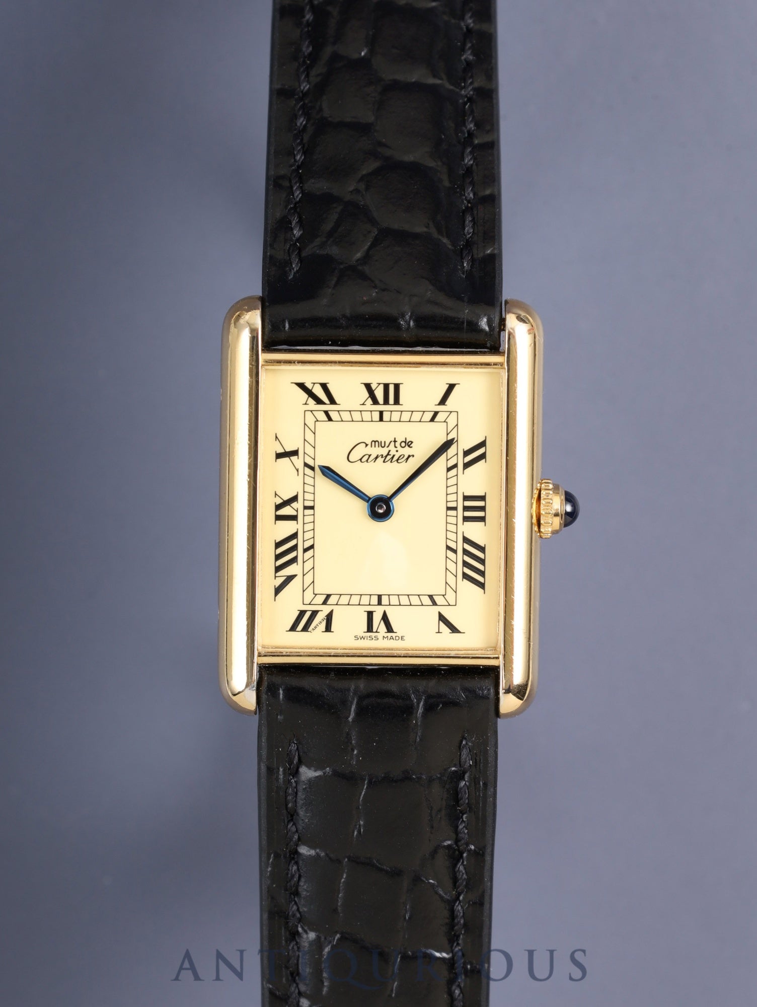 カルティエ マストタンク LM W1002753 / 590005 クォーツ Cal.690 SV925 革 純正ピンバックル（GP）アイボリーローマン文字盤（SWISS MADE表記）オーバーホール済み