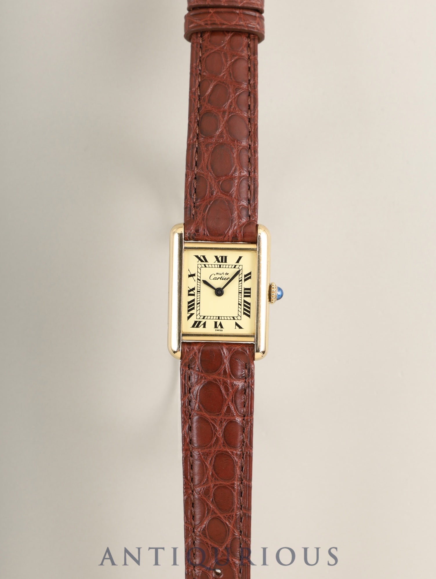 Cartier Must Tank SM Hand-wound Cal.78-1 SV925 Leather Genuine Pin Buckle (GP) Ivory Roman Dial (SWISS marking) Warranty Booklet Genuine Leather Strap Overhauled