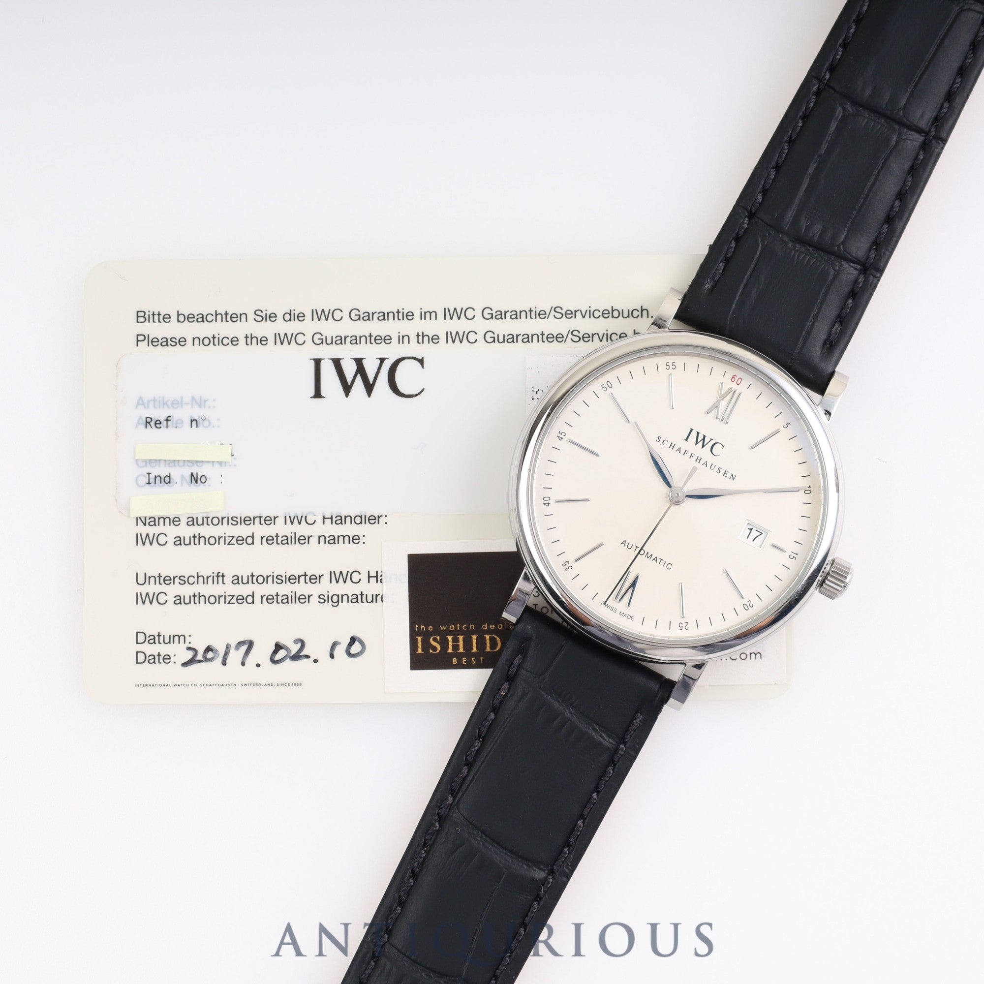 IWC アイダブリュシー PORTOFINO ポートフィノ IW356501 自動巻き 純正尾錠 ホワイト文字盤 保証書（2017年）