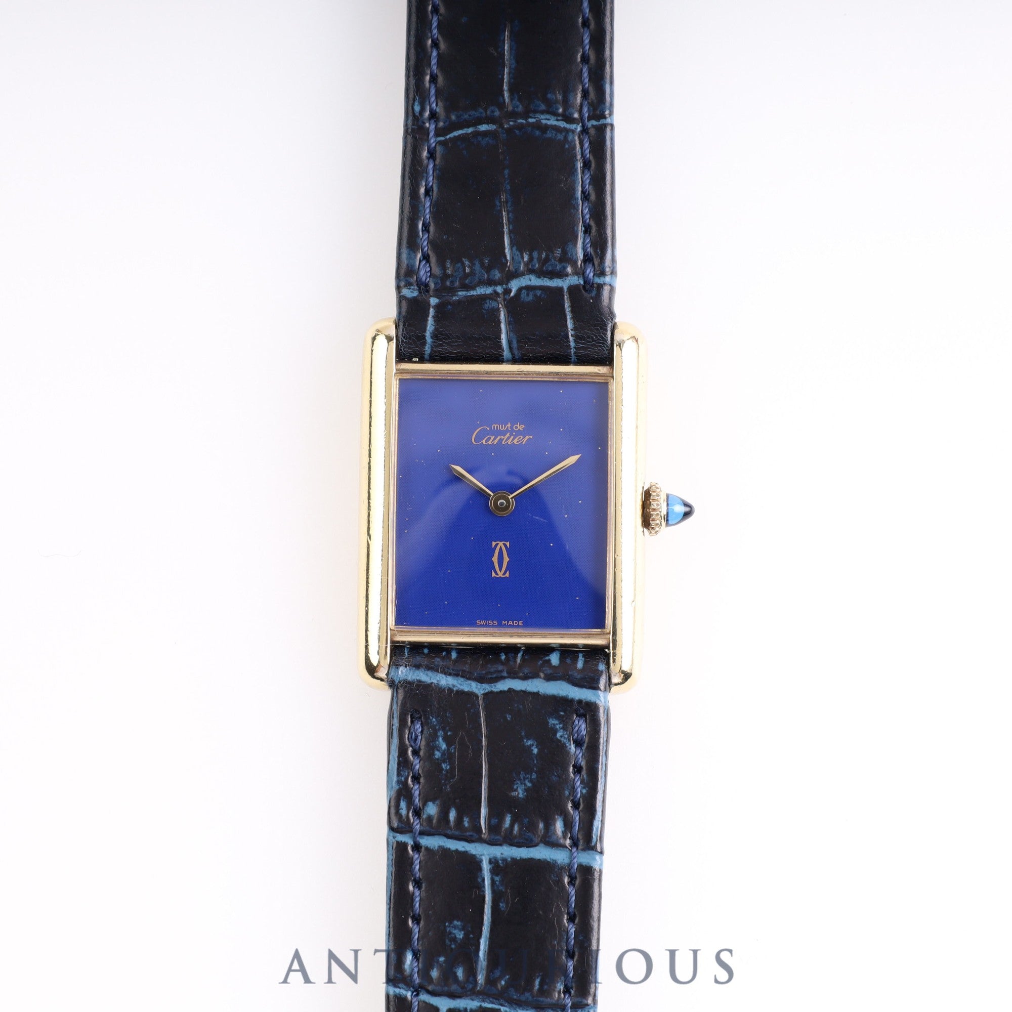 Cartier Must Tank LM Manual Winding SV925 Lapis Lazuli Dial Box Cartier Boutique Complete Service