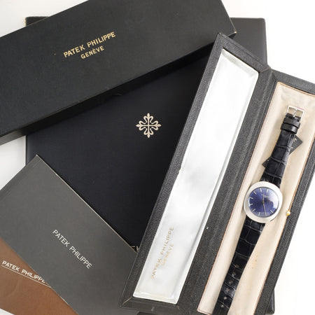 Patek Philippe UFO Case 3580 Automatic Cal.350 SS Original Strap Original Pin Buckle (SS) Navy Dial Box Registration Guarantee Card (1977) Booklet Tag Overhauled