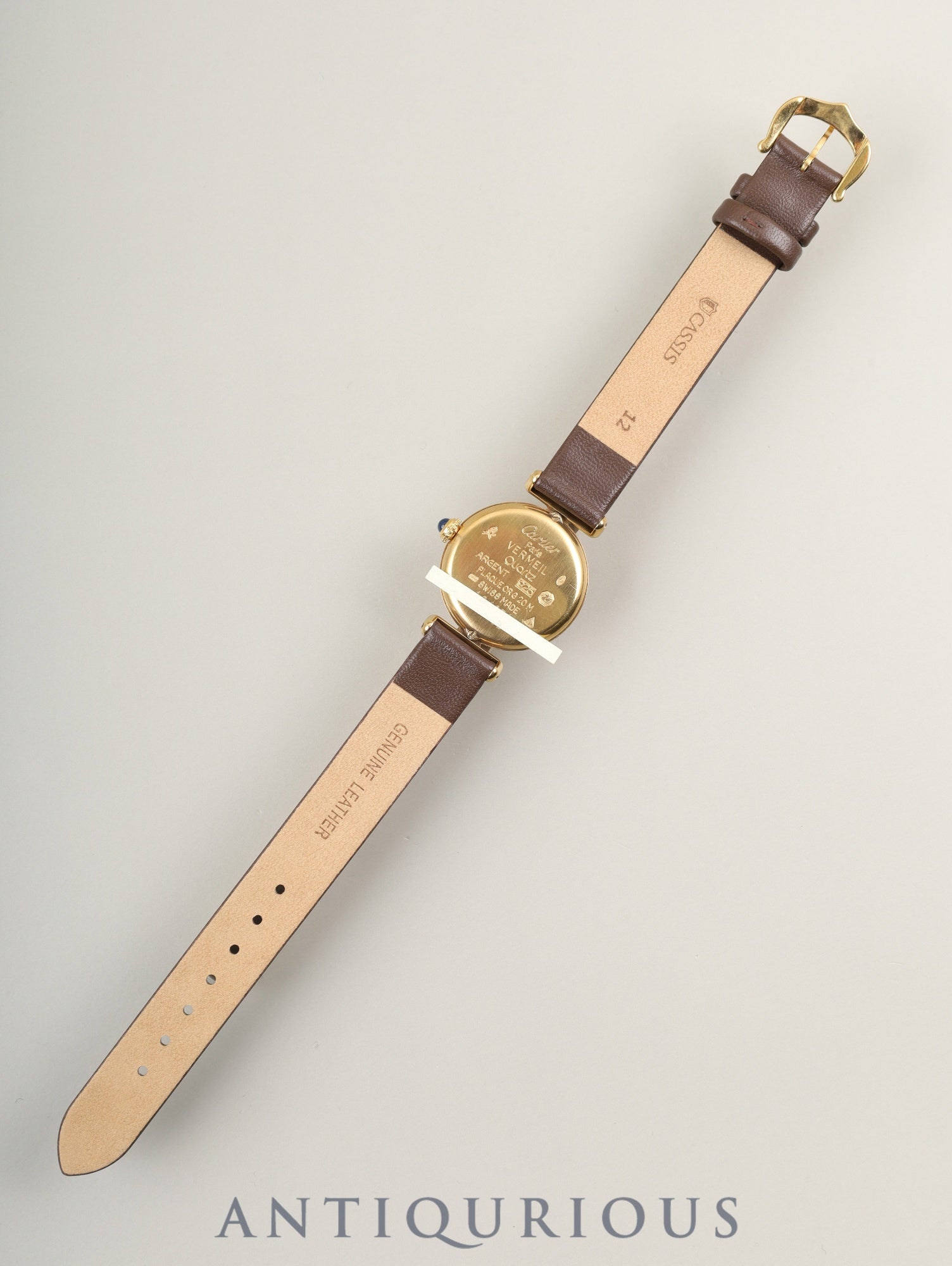 カルティエ マストコリゼ 590002 クォーツ Cal.90 SV925 革 純正尾錠（GP）ゴールド文字盤 オーバーホール済み