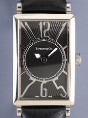 Tiffany Gallery Quartz Cal.976.001, SS, original leather strap, original pin buckle (SS), black Roman numeral dial (SWISS MADE marked), overhauled.