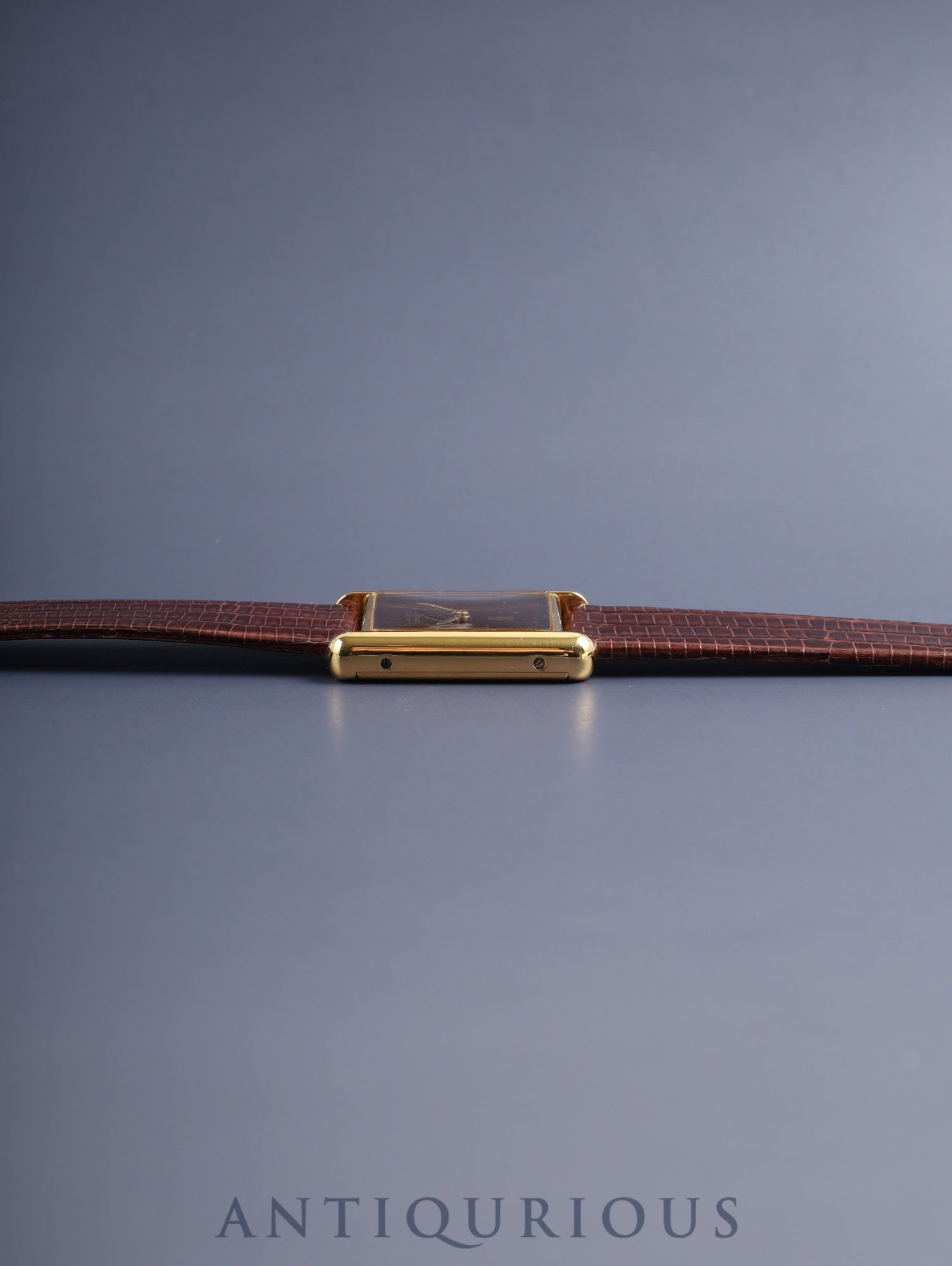 カルティエ マストタンク LM 手巻き Cal.78-1 SV925 革 純正ピンバックル（GP）マホガニー文字盤（SWISS表記）オーバーホール済み 新品仕上げ済み