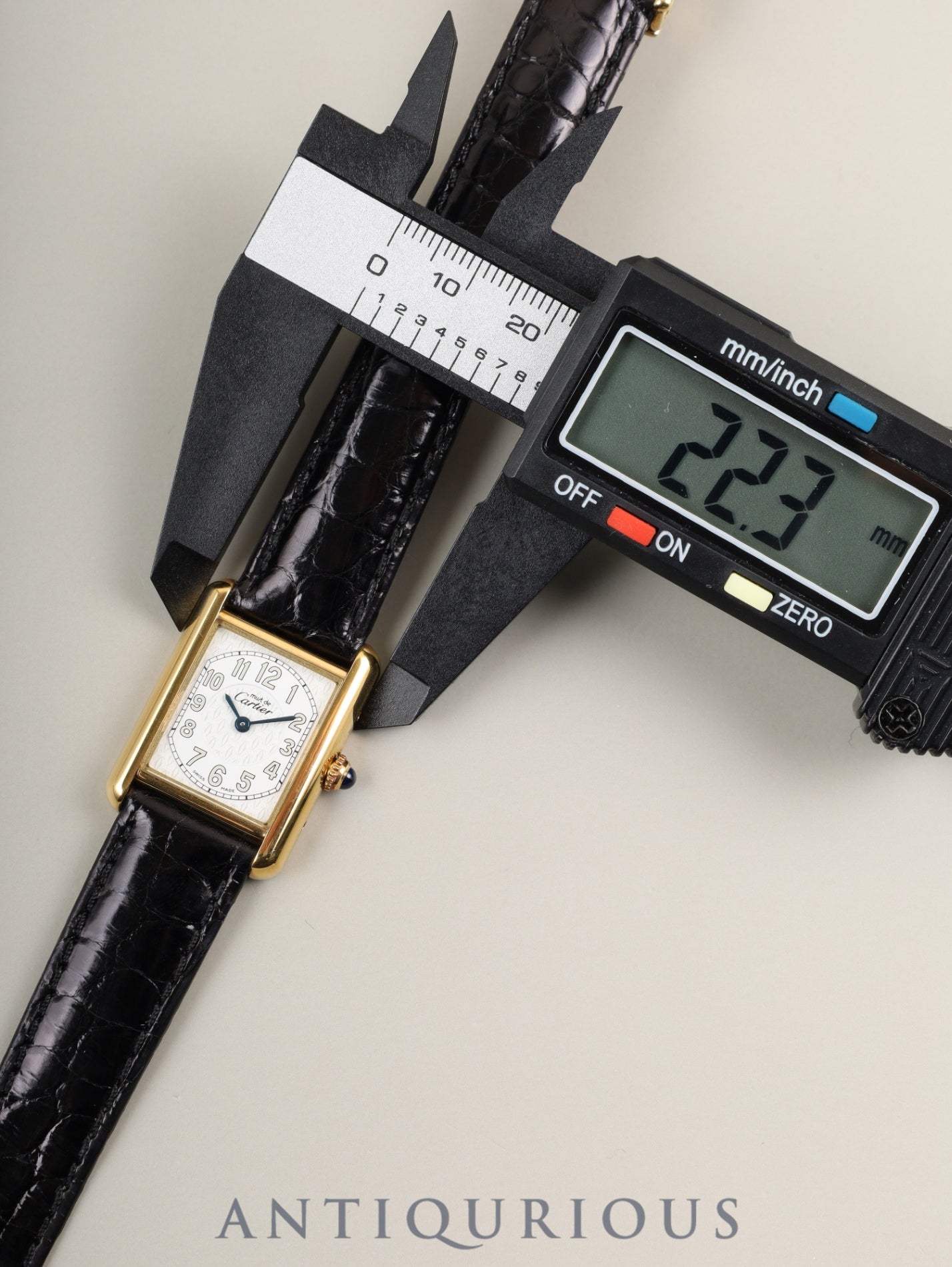 Cartier Must Tank MM W1013854 / 2415 Quartz SV925 Leather Genuine D-buckle (GP) Arabic CC Dial Box Booklet Warranty (2000) Overhauled