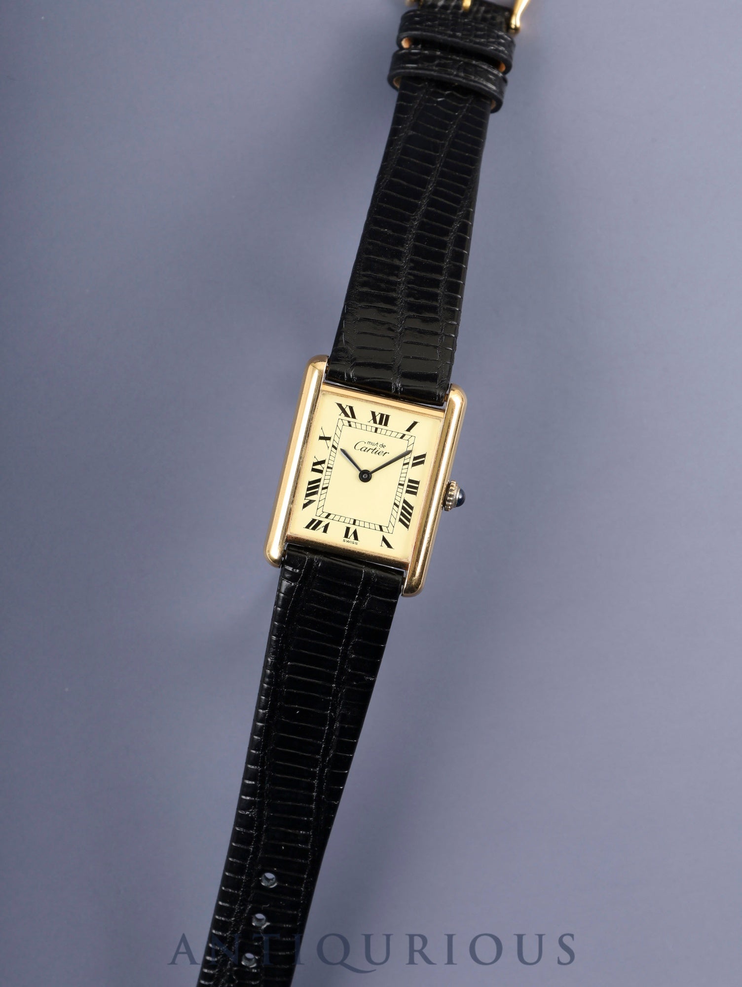 カルティエ マストタンク LM 手巻き Cal.78-1 SV925 革 純正尾錠（GP） アイボリーローマン文字盤（SWISS表記）オーバーホール済み