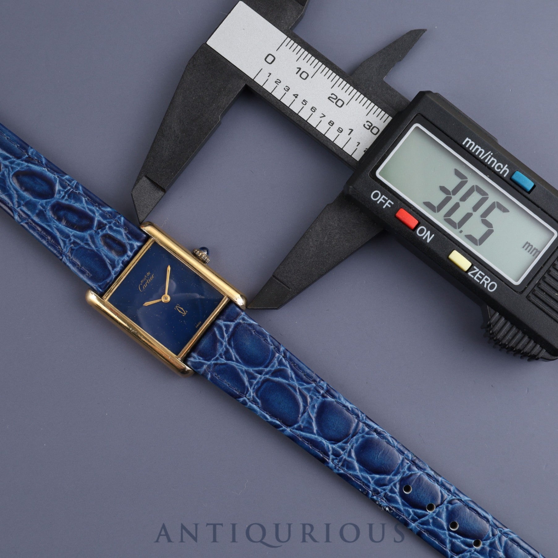 Cartier Must Tank LM Manual winding Cal.78-1 SV925 Leather Genuine buckle (GP) Lapis lazuli dial Overhauled