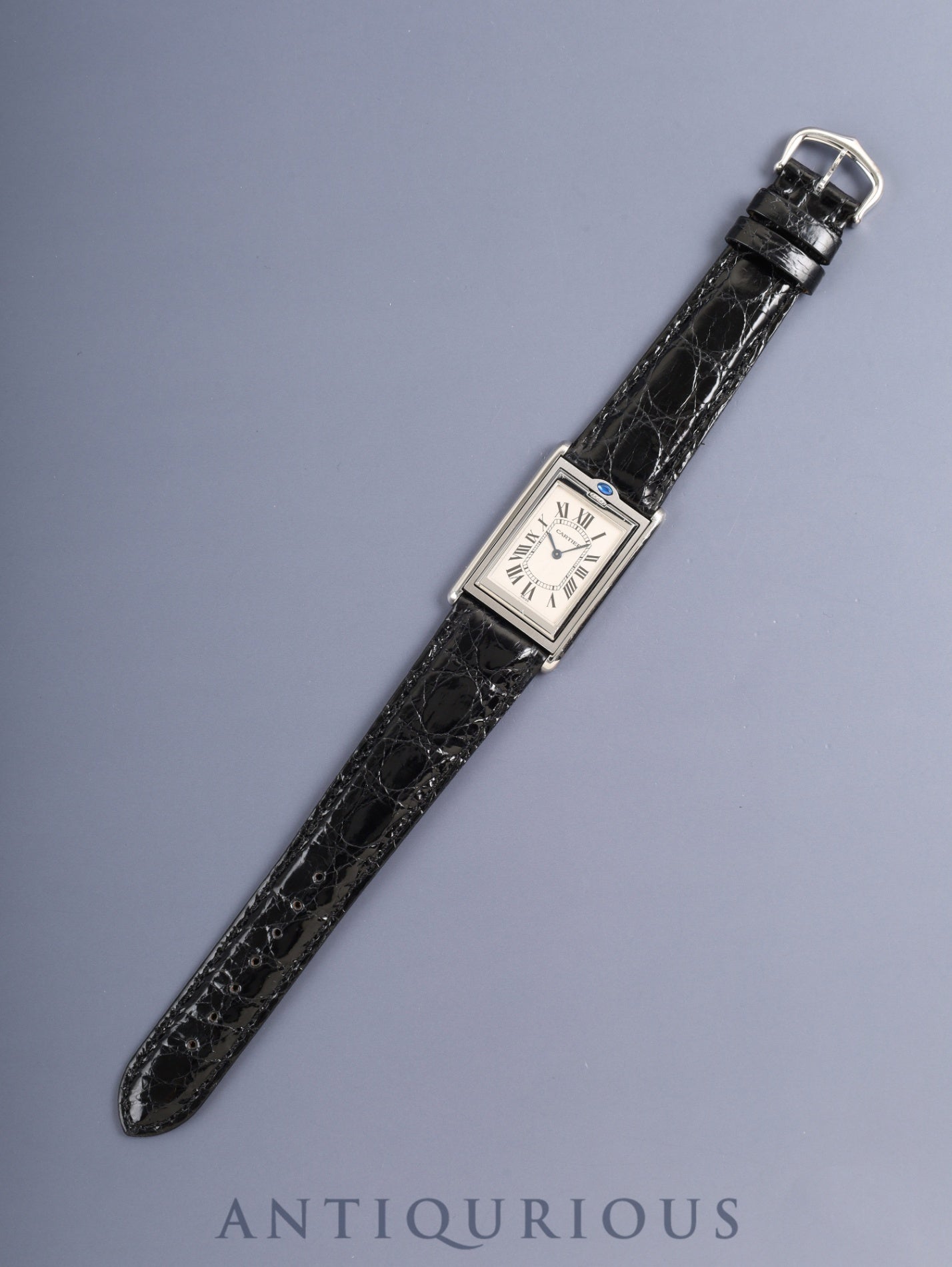 カルティエ タンク バスキュラント LM W1011358 / 2390 手巻き Cal.060 SS 革 純正ピンバックル（SS）ホワイトギョーシェローマン文字盤（SWISS表記） 箱 冊子 保証書（1999年）オーバーホール済み