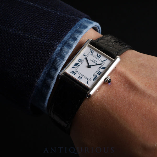 カルティエ マストタンク LM 690006 クォーツ Cal.90 SV925 純正革ベルト 純正Dバックル（SS）ホワイトローマン文字盤 オーバーホール済み