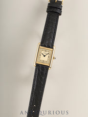 Cartier Must Tank SM 3 66001 Quartz SV925 Leather Genuine Pin Buckle (GP) Champagne Roman Dial (SWISS MADE marking) Complete service done at Cartier boutique