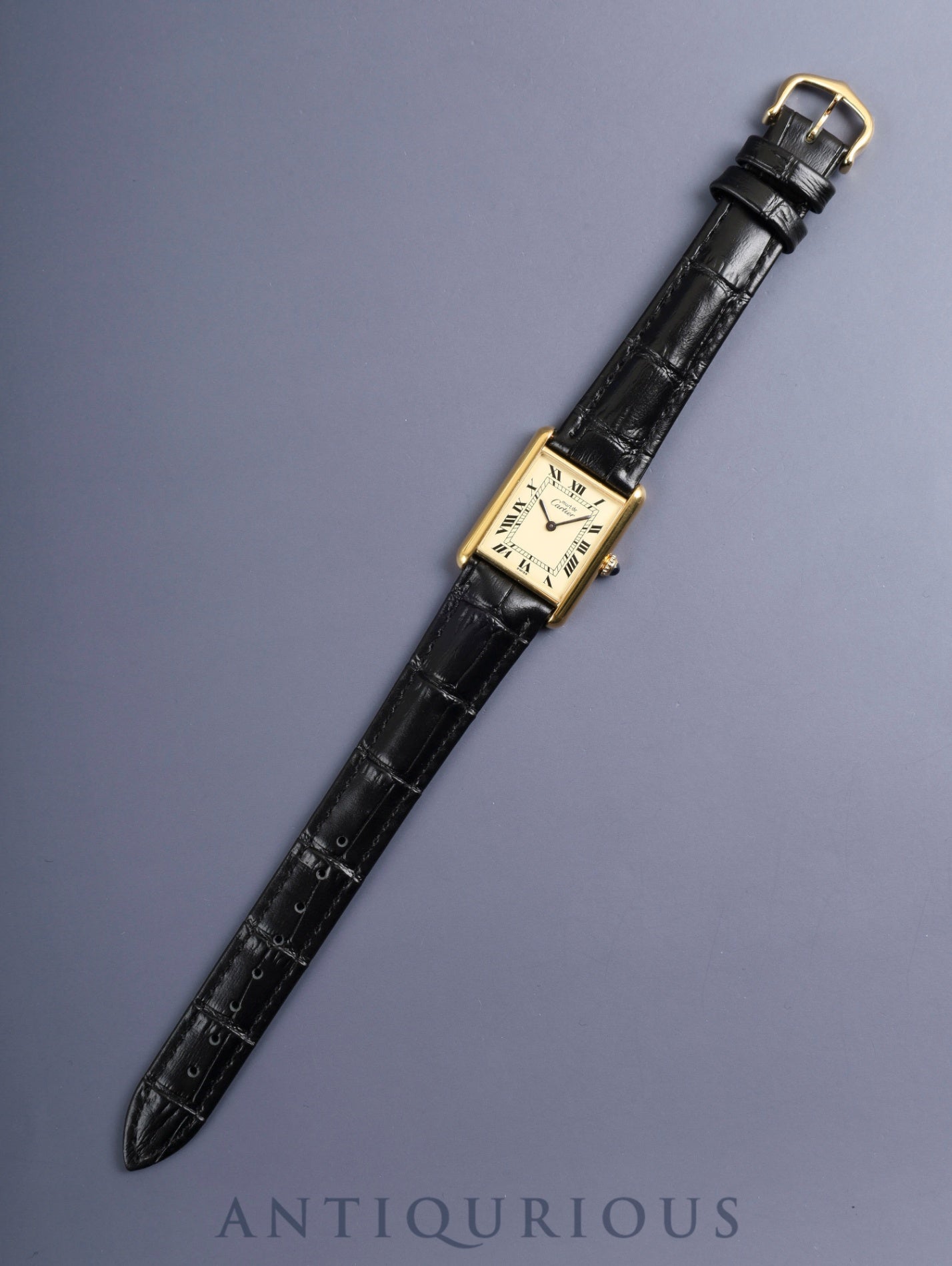 カルティエ マストタンク LM 手巻き Cal.78-1 SV925 革 純正ピンバックル（GP） アイボリーローマン文字盤（SWISS表記）オーバーホール済み 新品仕上げ済み