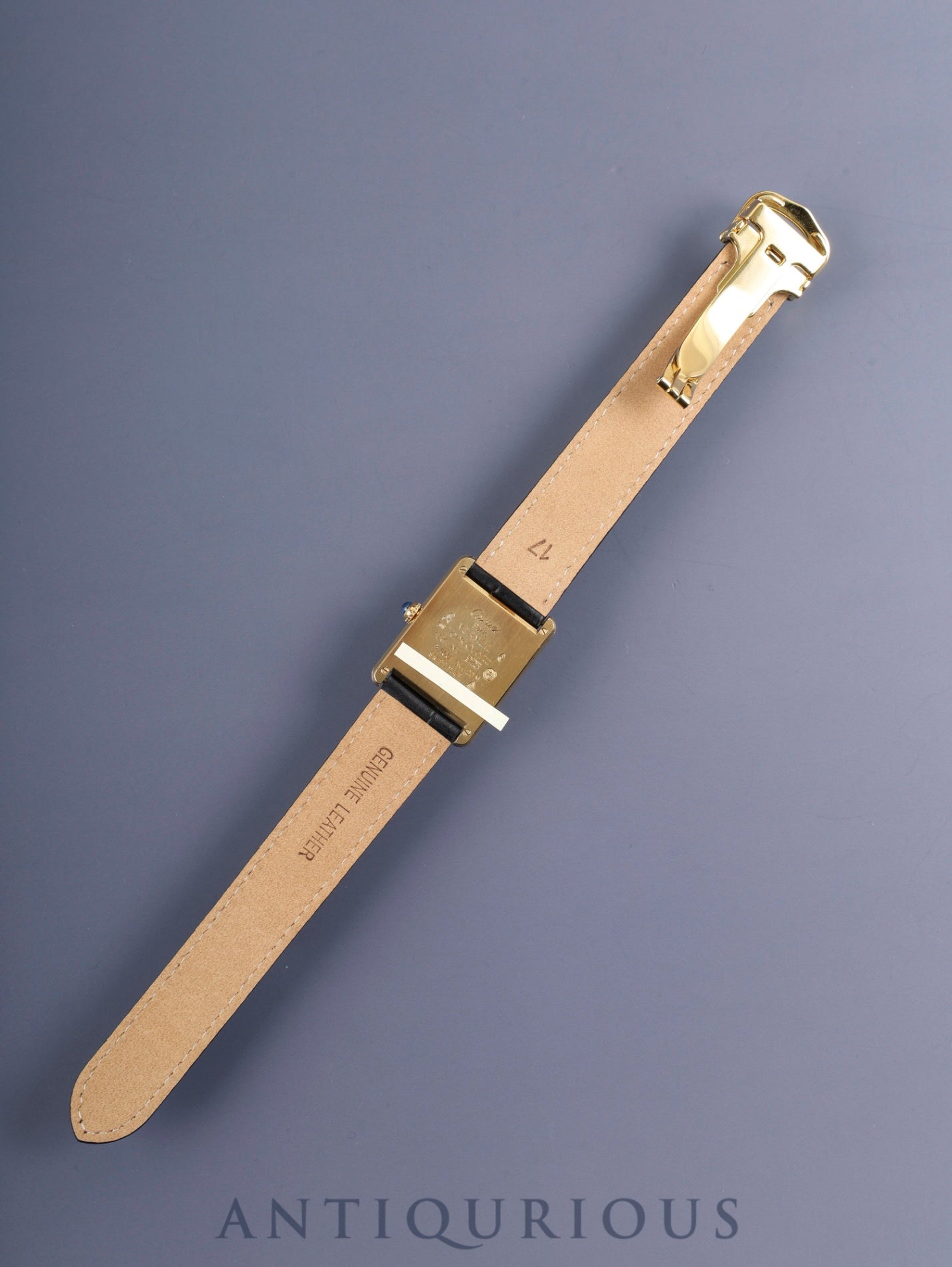 Cartier Must Tank LM W1005554 / 590005 Quartz Caliber 90 SV925 Leather Watch with Genuine D-buckle (GP) Opalescent Dial Overhauled