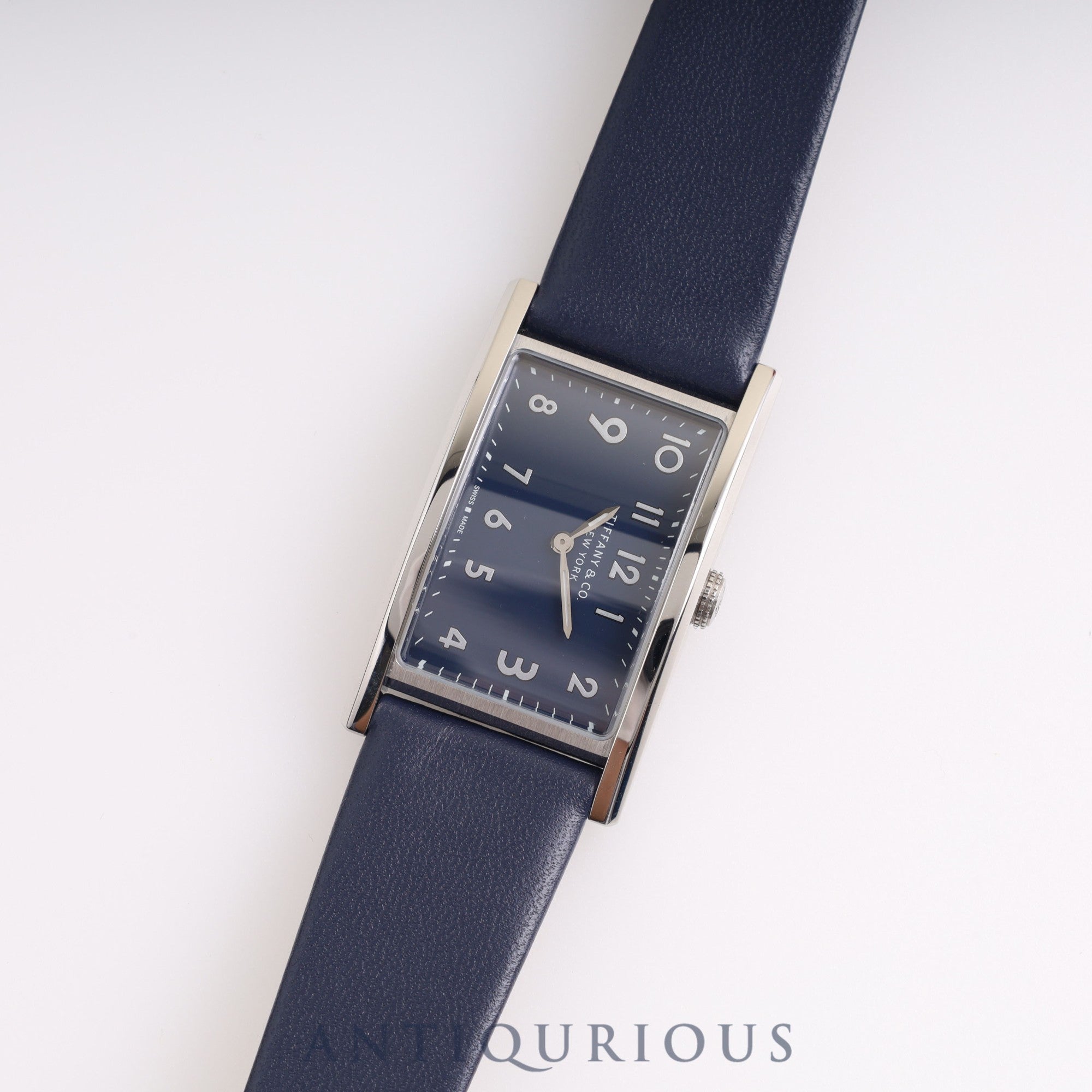 TIFFANY EASTWEST MINI 3668644 Quartz Genuine leather strap Navy dial Comes with a spare long strap