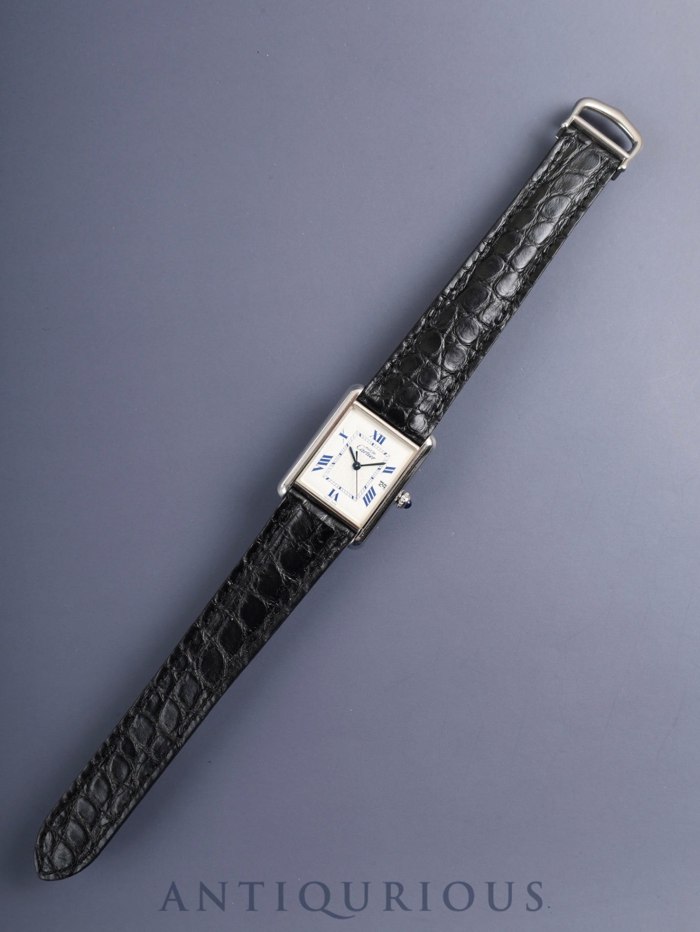 カルティエ マストタンク GM（XL）2414 クォーツ Cal.697 SV925 革 純正Dバックル（SS） ホワイト飛びローマン文字盤（SWISS MADE表記 ）オーバーホール済み