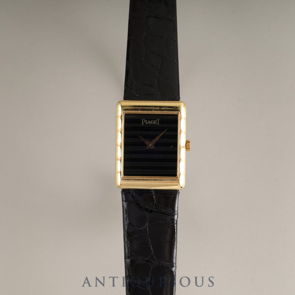 ピアジェ レクタンギュラー 40800 手巻き Cal.4P1 750 革 純正尾錠（750） ブラック文字盤 オーバーホール済み