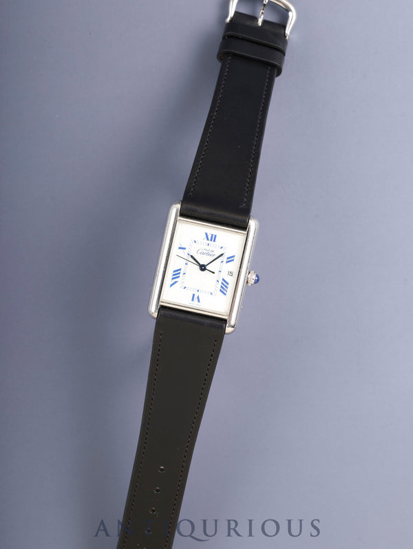 カルティエ マストタンク GM（XL） W1014154 / 2414 クォーツ Cal.687 SV925 革 純正尾錠（SS） ホワイト飛びローマン文字盤（SWISS MADE表記）オーバーホール済み