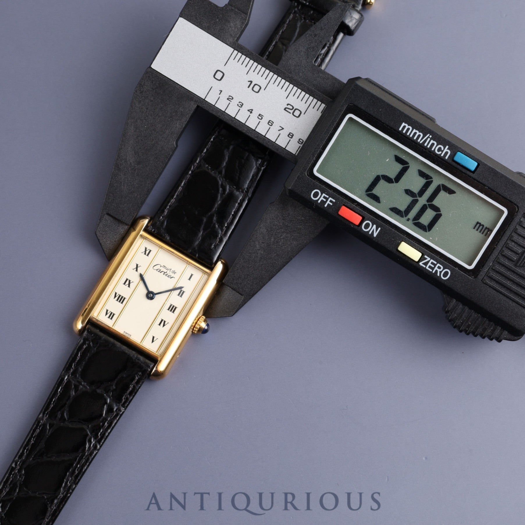 Cartier Must Tank LM 590005 Quartz Cal.90 SV925 Leather Genuine Buckle (GP) Straight Roman Dial Overhauled